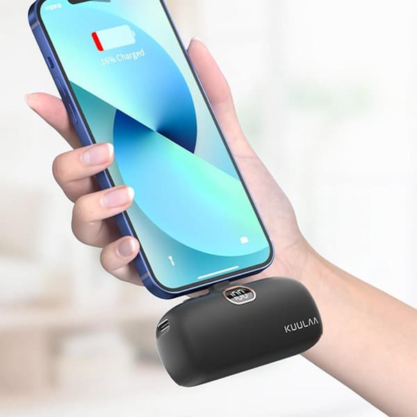 KUULAA 18W 5000mAh bærbar telefonoplader USB - C 2 porte Black