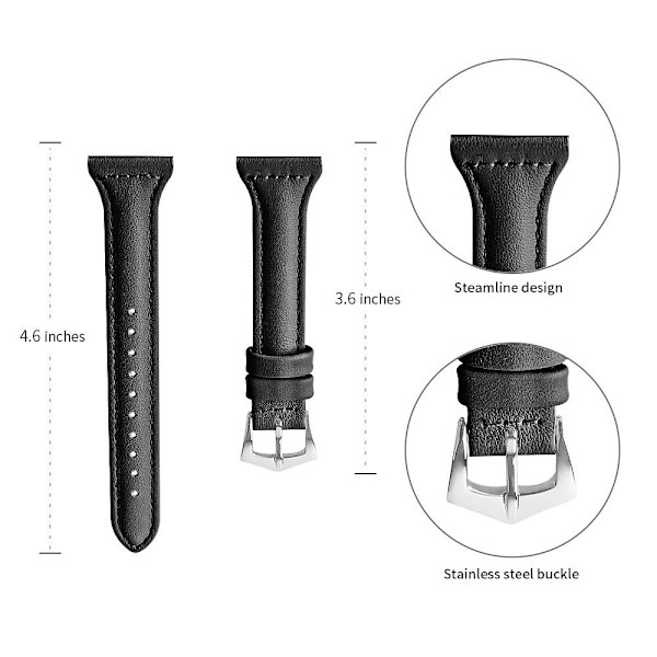 18mm ægte læder urremme til Xiaomi Mi Watch - sort Black