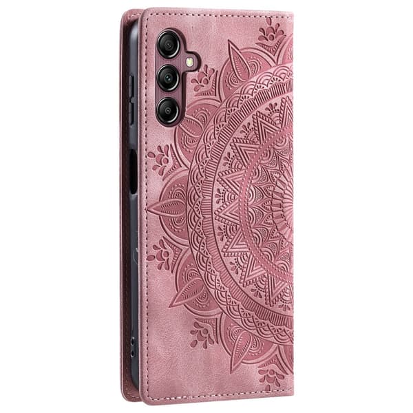 For Samsung Galaxy S25 Lommebok Deksel Shell Mandala Blomstermønster Pink