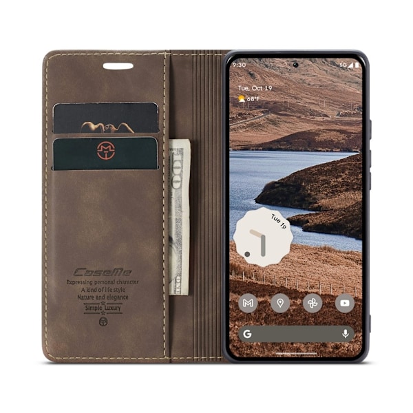 CASEME För Google Pixel 9 Pro XL Fodral Stativ Telefonfodral Brun
