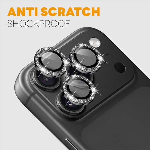 NORTHJO Glitter kameran linssuoja iPhone 18 Pro / 18 Pro Max puhelimelle Black