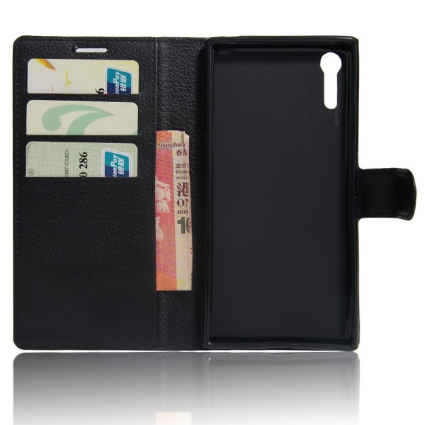 Retro tegnebog stativetui til Sony Xperia XZ - Sort Black