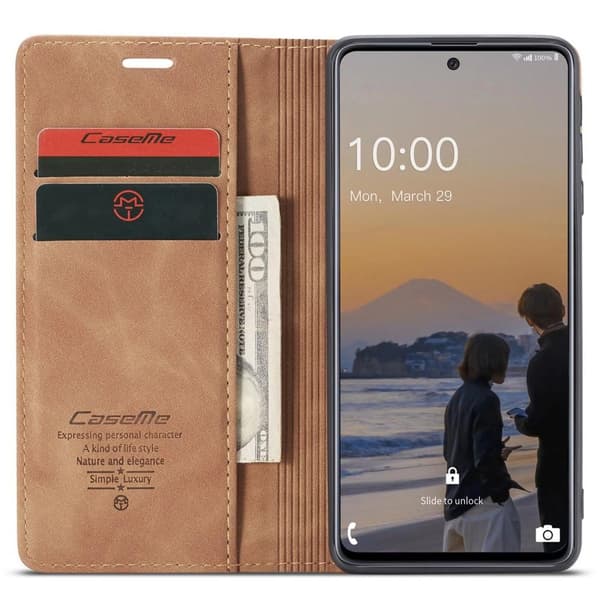 CASEME Retro Wallet Case for Samsung Galaxy A33 5G - Brown Brown