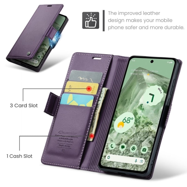 CASEME Retro Wallet Case for Pixel 8a Purple