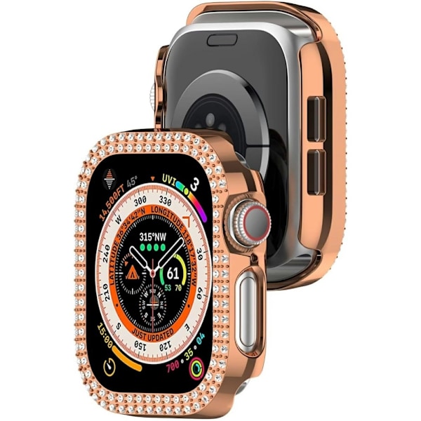 För A Watch Series 10 42mm Fodral Skal Ram Bling Rhinestone Decor - Rose Gold Rosa guld
