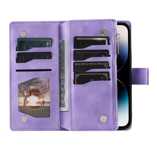 Pungetui kompatibelt med iPhone 17 Pro Max cover etui mandala blomstermønster Purple