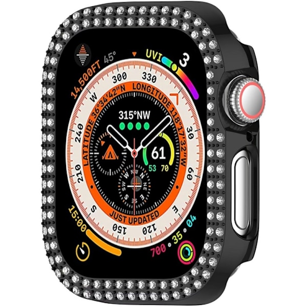 För A Watch Series 10 42mm Fodral Skal Ram Bling Rhinestone Decor - Svart Svart