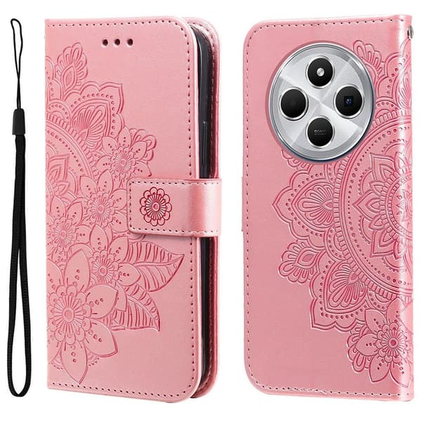 For Xiaomi Redmi 14C Veske Blomster Telefondeksel Pink