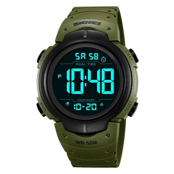 SKMEI Digital Elektronisk Armbandsklocka Klocka Dubbel Tid - Army Grön
