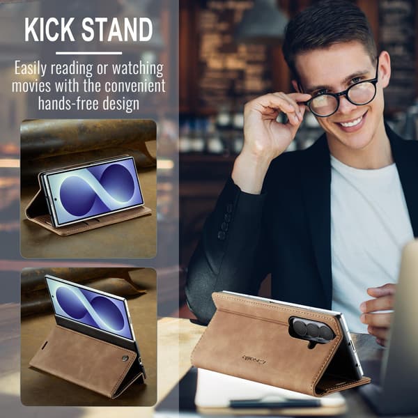 CASEME Telefonplånboksfodral med stöd till Samsung Galaxy Z Fold8 Ultra Brun
