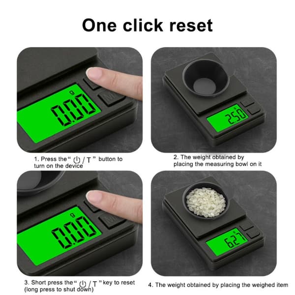Våg Digital - Våg Mini Kompakt Vejer 0,01 gram op til 200 gram Black
