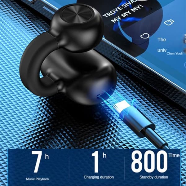 Clip - On Ear Bluetooth 5.3 Hodesett Støyreduserende Trådløs Hodetelefon Black
