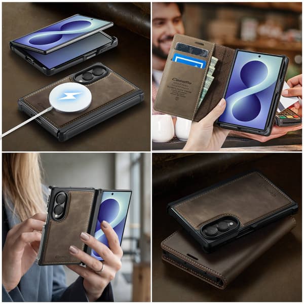 CASEME Magnetiskt plånboksfodral till Samsung Galaxy Z Fold8 Brun