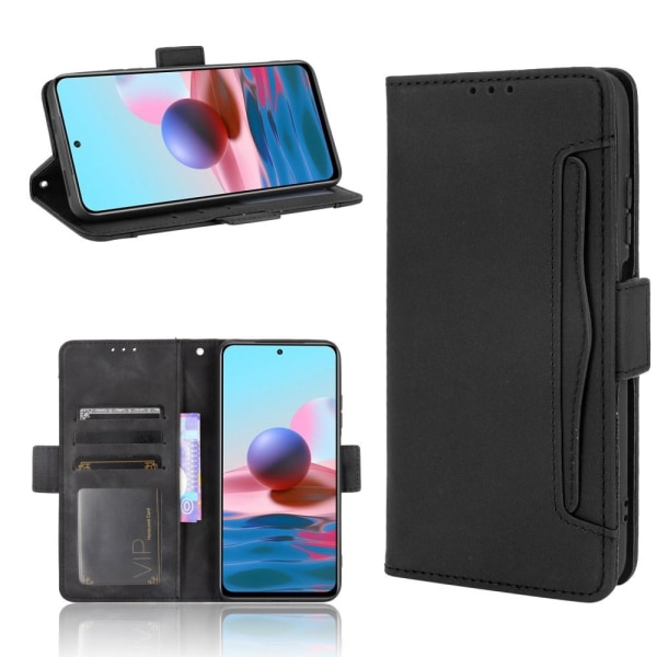 Pung Stand Flip Taske til Xiaomi Redmi Note 10S/Note 10 4G - Sort Black