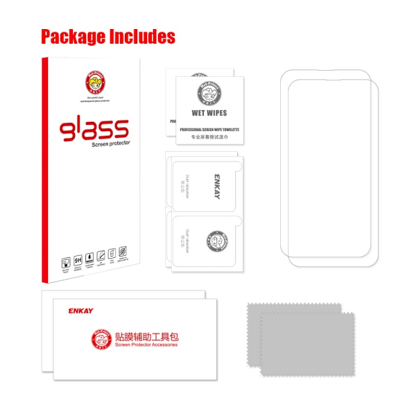 ENKAY 2stk herdet glass skjermbeskyttere til iPhone 16e Transparent Transparent