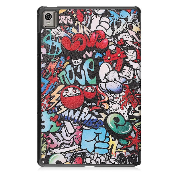 Nokia T21 Trifold Stand Sleep Wake -tabletin suojakotelo - Graffiti Multicolor