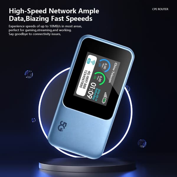 Mobil Wi-Fi 6-router (dual-band) til 4G/5G LTE med 300 Mbit/s og display Blue