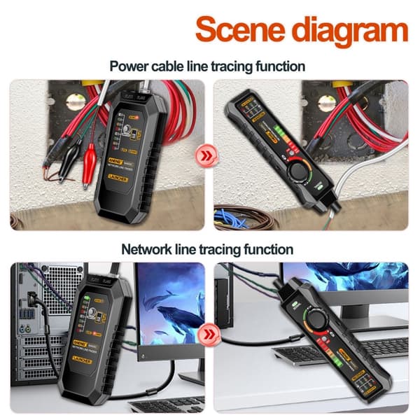 ANENG Nettverkskabeltester Nettverk Ethernet Wire Tracker Kabel Finne Black