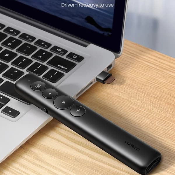 Wireless Presentatör Uppladdningsbar multifunktionsfjärrkontroll laserpekare Svart