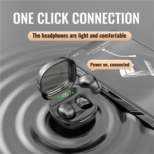 Trådløse hovedtelefoner In-Ear HiFi Stereolyd Bluetooth -Sleep HD Baslyd - Sort Black