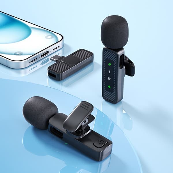 Trådløs myggmikrofon (2,4 GHz) USB-C – 2 mikrofoner + 1 mottaker Black