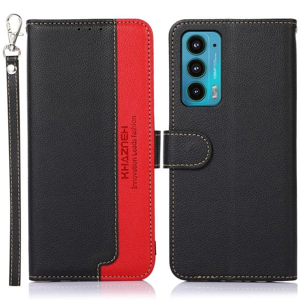 KHAZNEH Motorola Moto E20 / E40 Plånboksfodral - Svart/Röd Svart