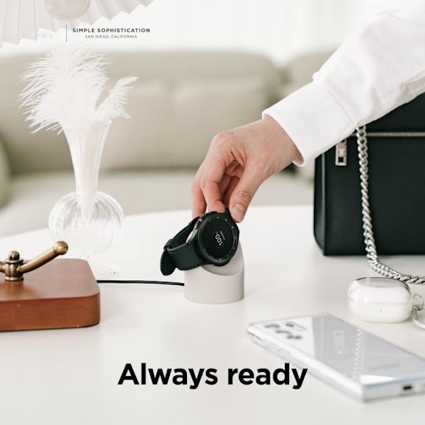 Watch Charger Stand Compatible with Samsung Round Smart Watch Charger Stand Desktop Holder Beige