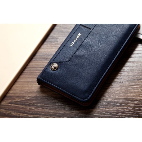 CMAI2 Litchi plånboksfodral till iPhone 7 Plus - MörkBlå Blå