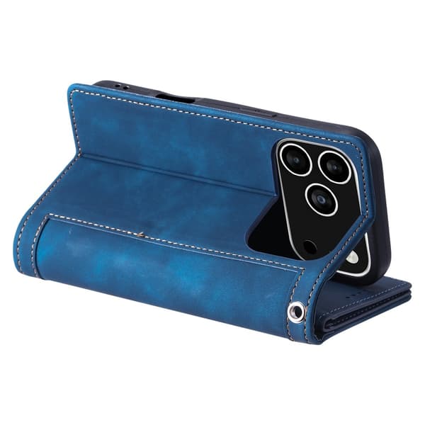 Til iPhone 17 Pro  Etui med Lynlåslomme og 9 Kortlommer Blue