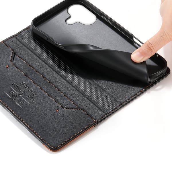 DIERFENG iPhone 17 Lompakkokotelo RFID Suoja Teline - Musta Black