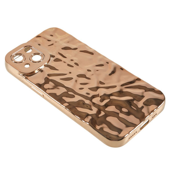 Til iPhone 15 Plus TPU Etui Elektroplating Rynket Ujævn Telefon Cover Gold