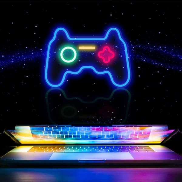 41x28cm Gamepad Design Gaming Neon Light Spillrom Veggdekorasjon LED-lampe White