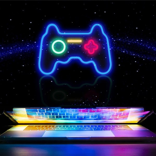 41x28cm Gamepad Design Gaming Neonlys Spillerum Vægdekoration LED Lampe White