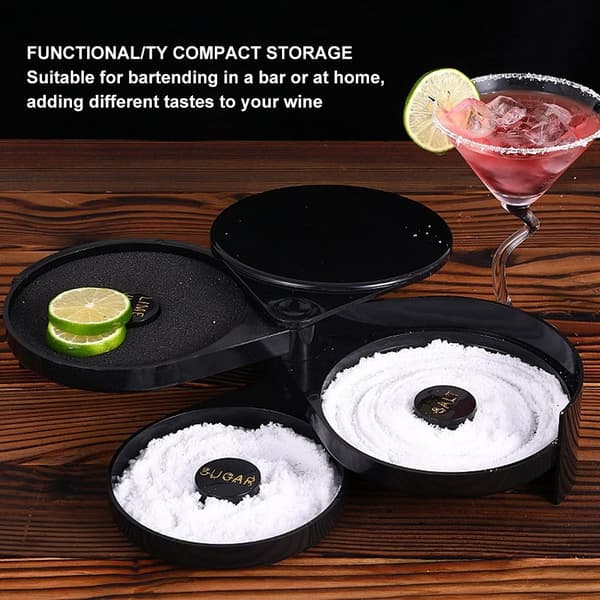 3 - lagers Bar Juice Cocktail Socker Salt Rimmer Tool Bartender Svart