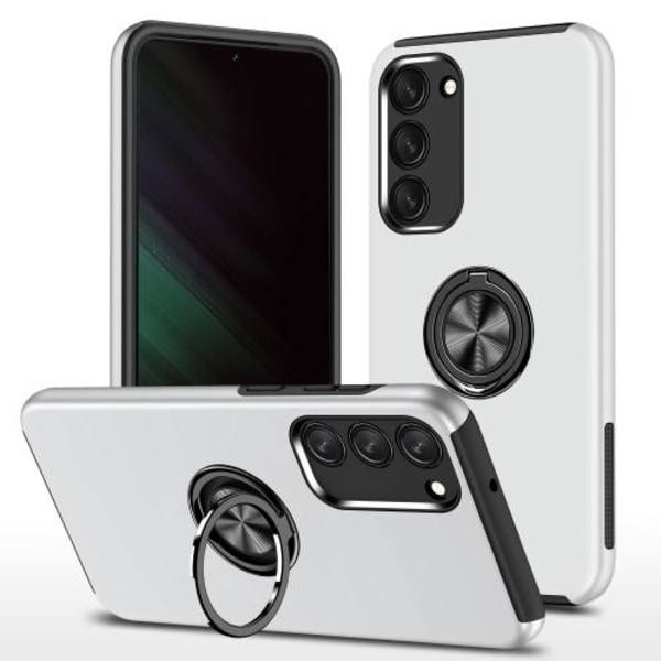Samsung Galaxy S23+ Fingerring Kickstand Hybrid Taske - Sølv Silver