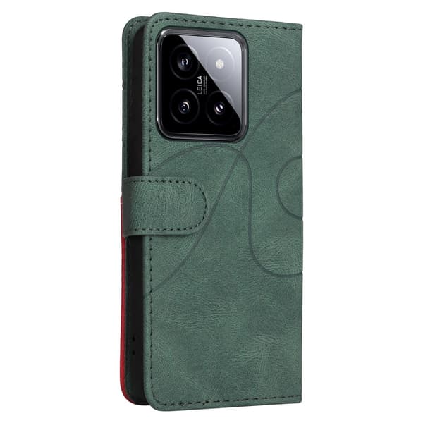 Til Xiaomi 14 KT - serie - 1 dobbeltfarve tegnebog Green