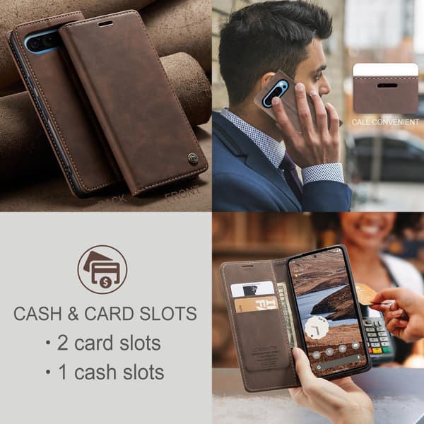 CASEME För Google Pixel 10 Pro XL Fodral Stativ Telefonfodral Mörkbrun