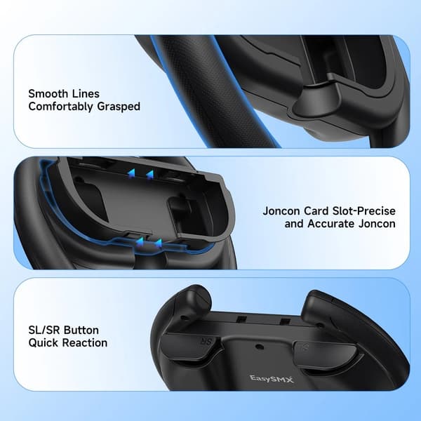 Kompatibelt med Nintendo Switch 2 Vänster Höger Joy-Con Racing Rattgrepp Ratt Svart