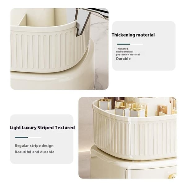 Organiser din makeup Roterende makeup-organisator med skuffeopbevaringsstativ Beige