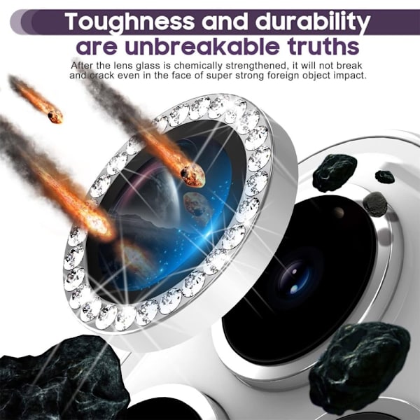 Til iPhone 15 Pro / 15 Pro Max Lens Glitter Silver