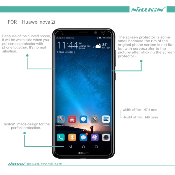 NILLKIN Anti-fingerprint HD Clear LCD skærmbeskytter til Huawei Transparent