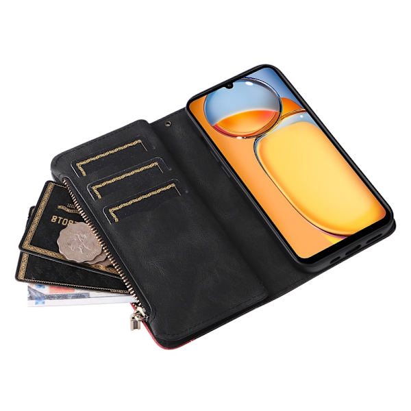 KT Wallet Case til Xiaomi Redmi 13C - Sort - Rød Black