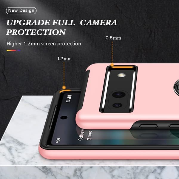 Hybrid-etui med fingerreim og kickstand for Google Pixel 8a Pink