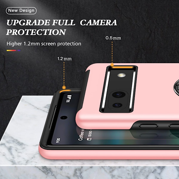 Til Google Pixel 8a Fingerring Kickstand Hybrid Taske Pink