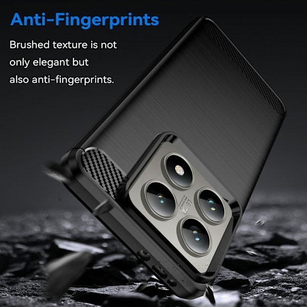 Til Xiaomi 14T / 14T Pro Carbon fiber tekstur Cover Back - Sort Black