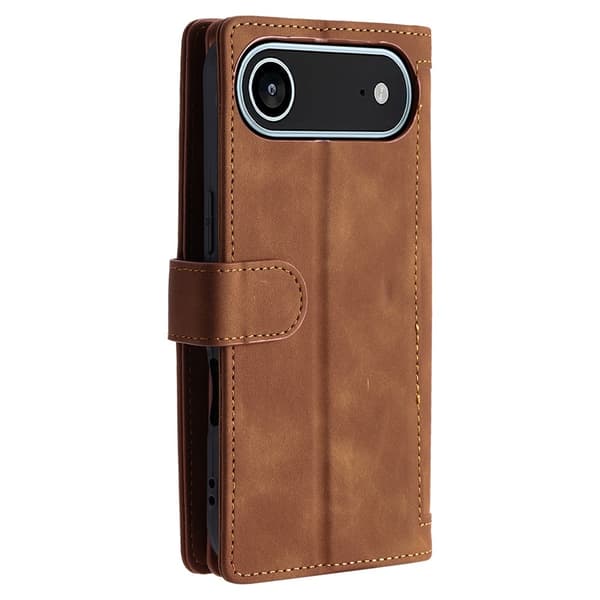 Til iPhone Air Etui med Lynlåslomme og 9 Kortlommer Brown