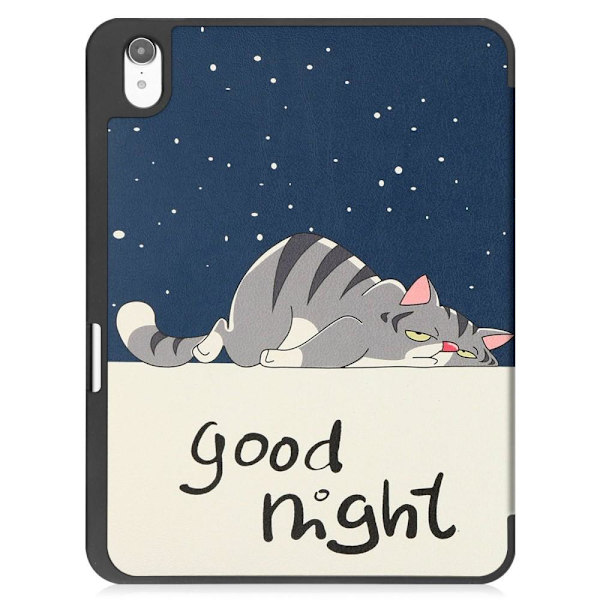 Tri-fold Stand Case for iPad 10.9 (2022) Tablet Cover Pen Holder - Cat Blue