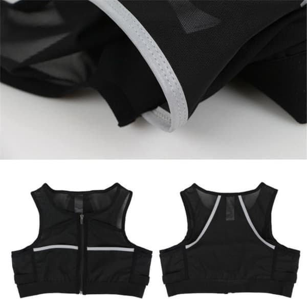 Løpevest med lommer, refleks, trening, workout - Størrelse Stor Black