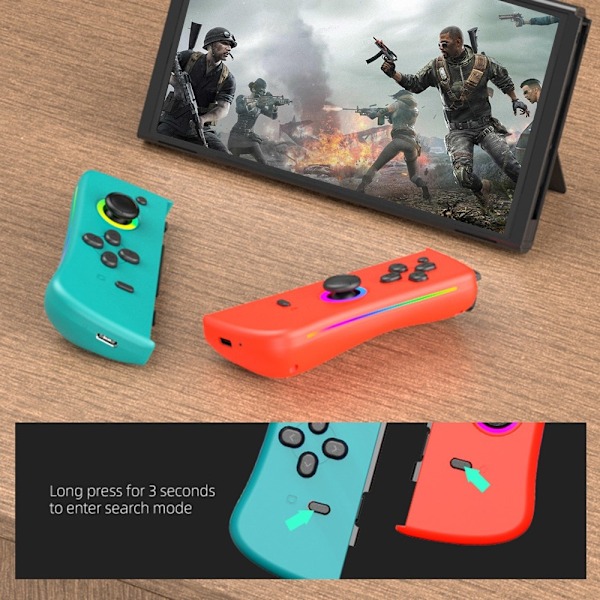 Kompatibel med Nintendo Switch Joy-Con Controller Bluetooth Gamepad - Rød+Blå Blue
