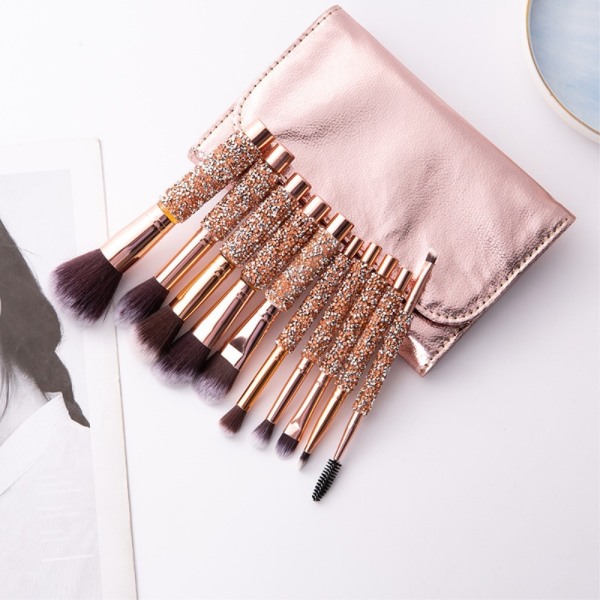 10 st Concealer Blending Blusher Brush makeup Ögonskugga smink Guld